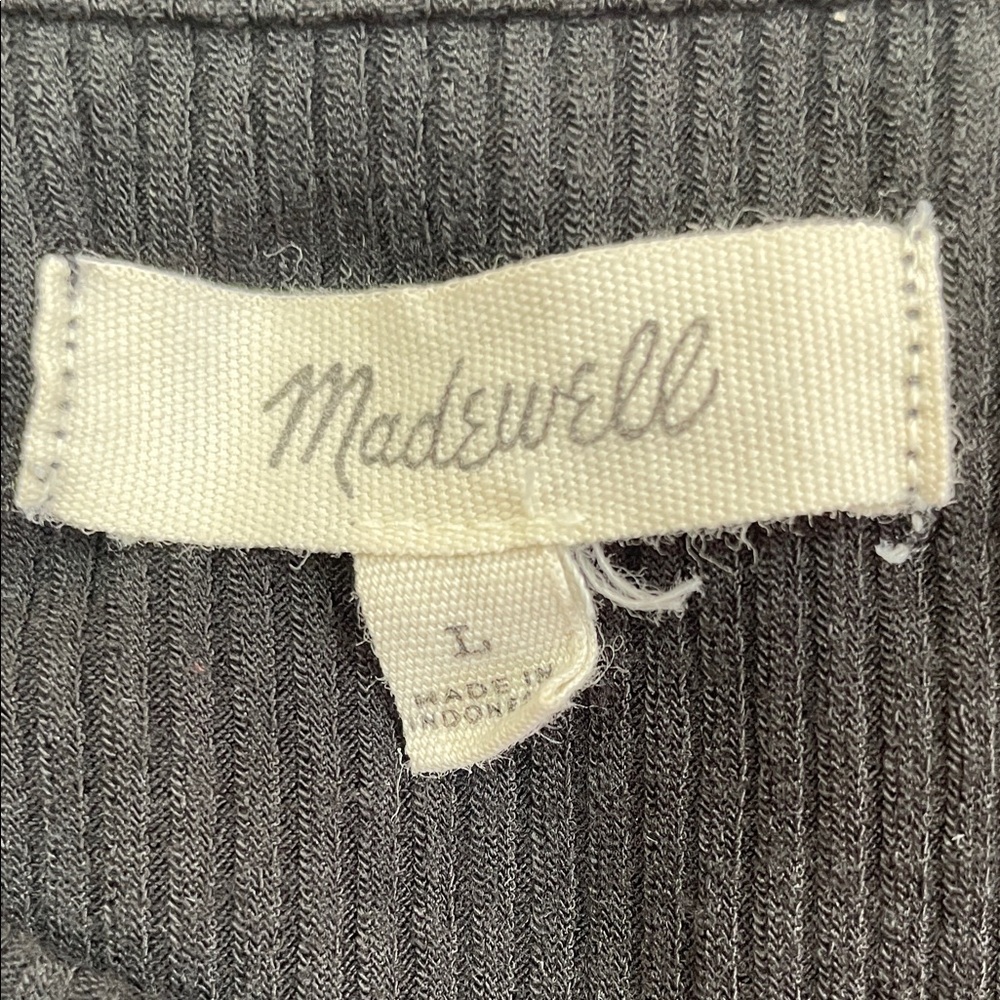 Madewell Ribbed High-Neck Tank Dress - Black - Size L - Picture 3 of 4